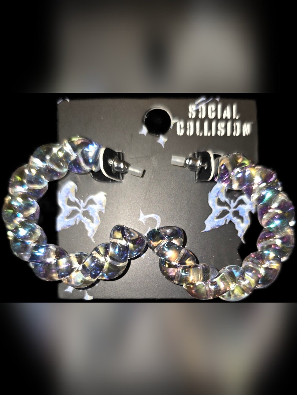 Iridescent Spiral Hoop Earrings